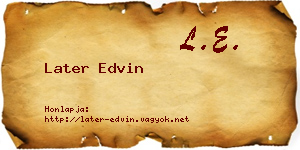 Later Edvin névjegykártya